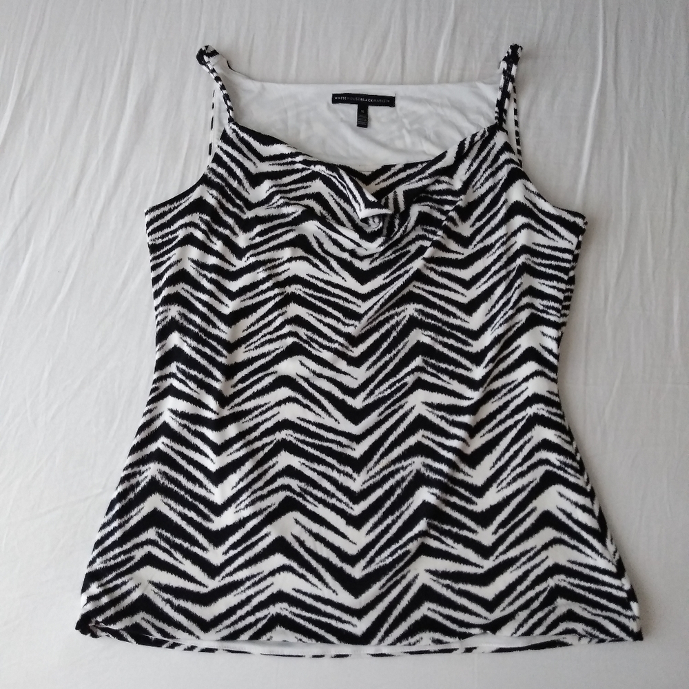 White House Black Market Sleeveless Cowl Neck Top Zebra Print Medium